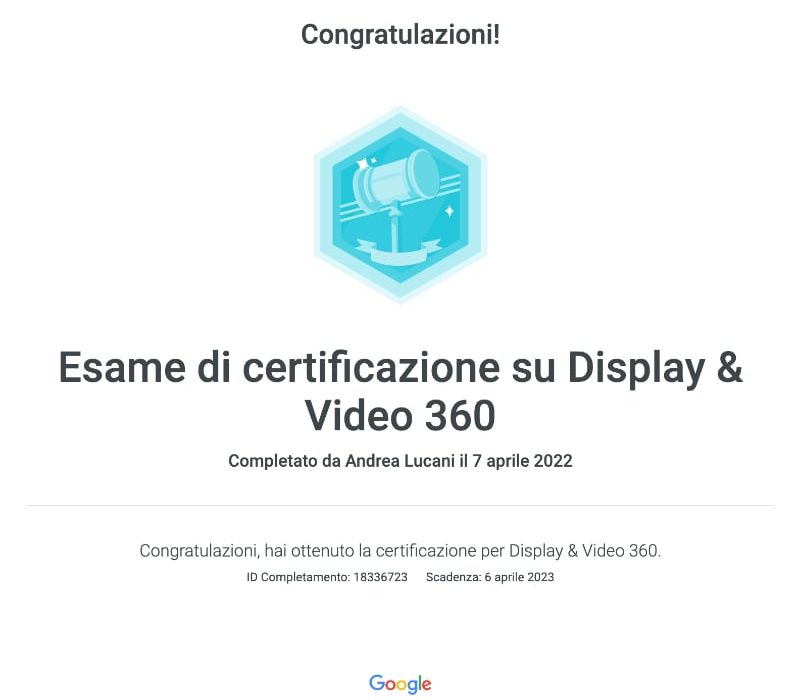 Esame di certificazione su Display & Video 360